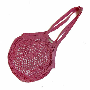 Ekologiczna torba na zakupy z siatki - DŁUGIE RAMIE - FUKSJA - BoWeevil