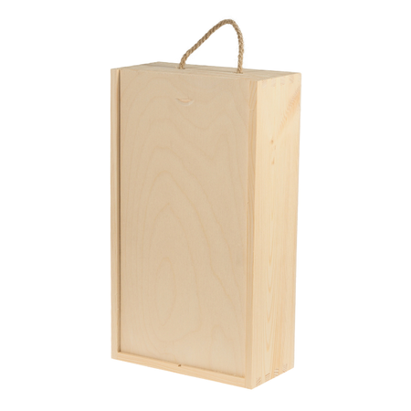 Drewniane odsuwane pudełko, skrzynka na DWA wina, oliwy, soki + WYPEŁNIENIE wełną drzewną - Bukowa Dolina