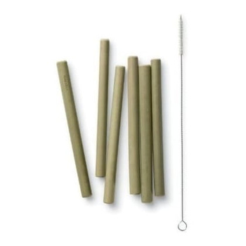 Bambusowe słomki do picia (14,5 cm x 1 cm) - 6 szt. + szczoteczka - Bambu