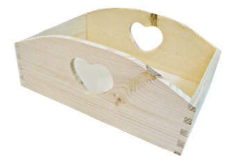 Duży drewniany pojemnik, skrzynka z sercem DECOUPAGE