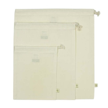 Wielorazowe BAWEŁNIANE woreczki na zakupy - ZESTAW - Slice of Green