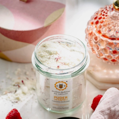 Puder do kąpieli - MALINOWA LANDRYNKA - Miodowa Mydlarnia