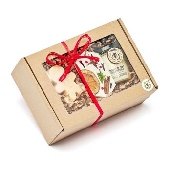 Świąteczny zestaw prezentowy - Mydło CIASTEK, Świeca sojowa PIERNICZKOWE CIASTECZKA i zawieszka sojowa - Miodowa Mydlarnia