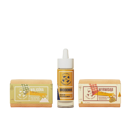 Świąteczny zestaw prezentowy dla mężczyzn - MĘŻNE TRIO - Olejek do brody, Mydło do brody, Mydło do ciała - Mydlarnia Cztery Szpaki