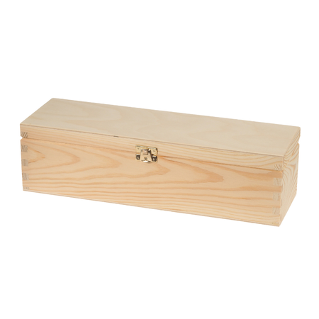 Drewniane pudełko, skrzynka NA WINO - zamykane z zapięciem + WYPEŁNIENIE wełną drzewną - Bukowa Dolina