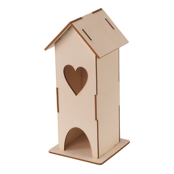 Herbaciarka domek z serduszkiem, pudełko na herbatę ze sklejki