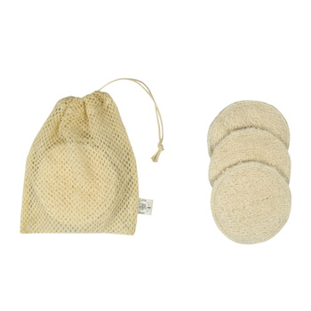 Waciki wielorazowe - gruba frota bawełniana (GOTS) - BEŻOWE - 3 szt. + WORECZEK - Less & Zero