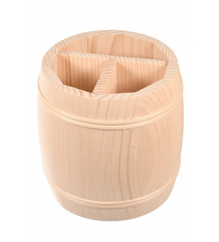 Beczka na sztućce, beczułka drewniana surowa