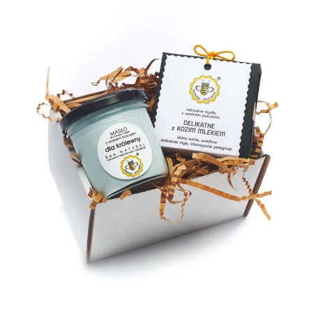 Zestaw prezentowy - KRÓLEWNA - Masło do twarzy i ciała, Mydło w kostce - Miodowa Mydlarnia