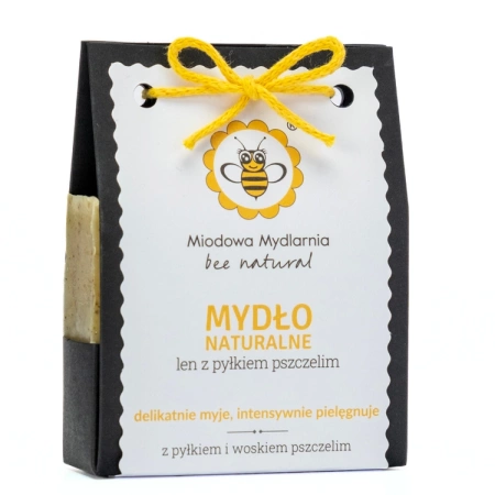 Naturalne mydło LEN Z PYŁKIEM PSZCZELIM - Miodowa Mydlarnia