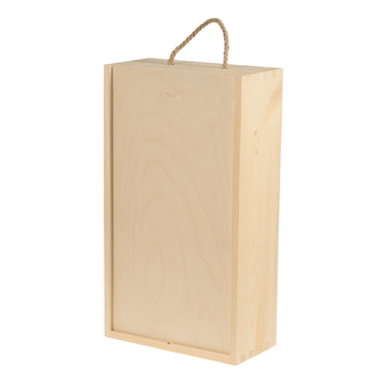 Drewniane odsuwane pudełko, skrzynka na DWA wina, oliwy, soki - Bukowa Dolina