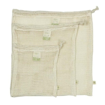 Wielorazowe BAWEŁNIANE (siateczka) woreczki na zakupy - ZESTAW - Slice of Green